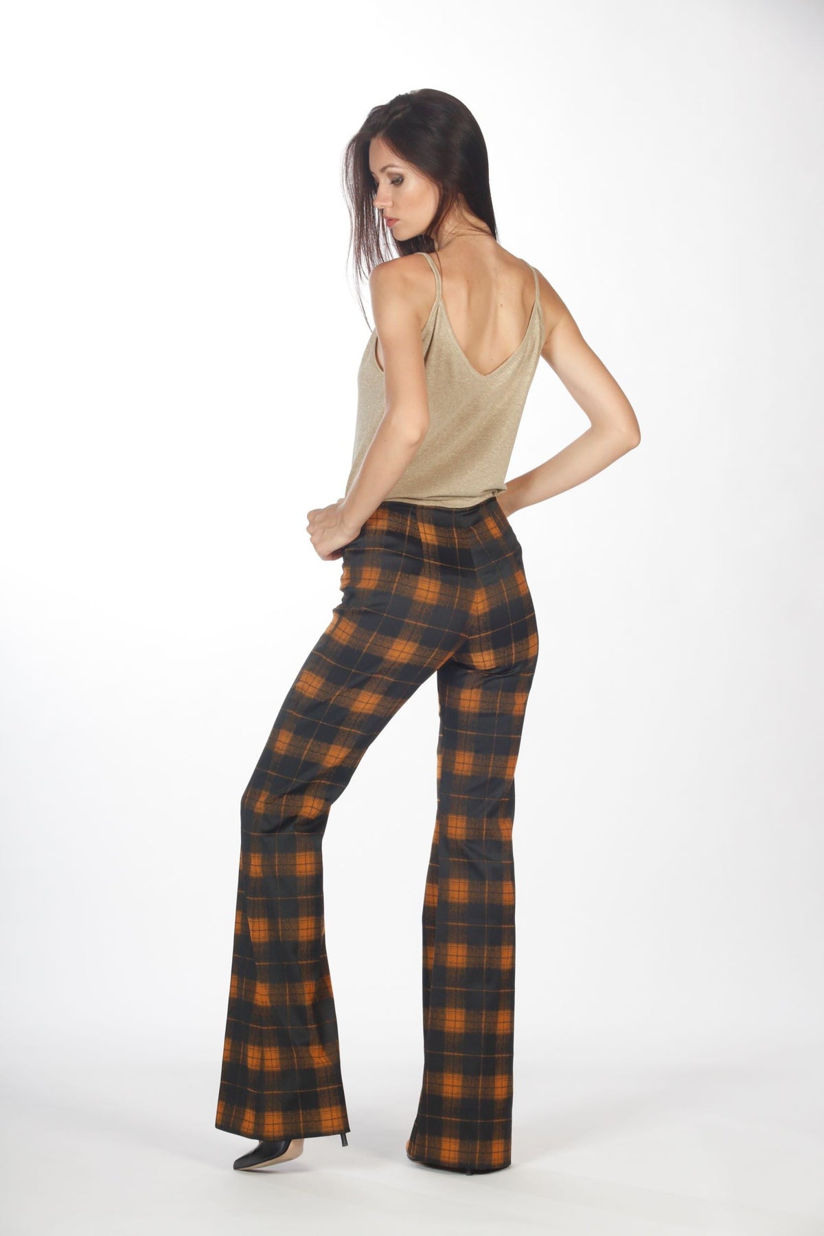 Pantalone a zampa a quadretti