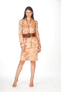 Giacca jacquard floreale pesca