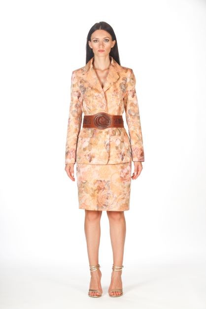 Giacca jacquard floreale pesca