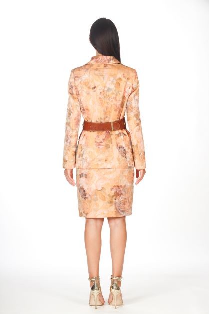 Giacca jacquard floreale pesca