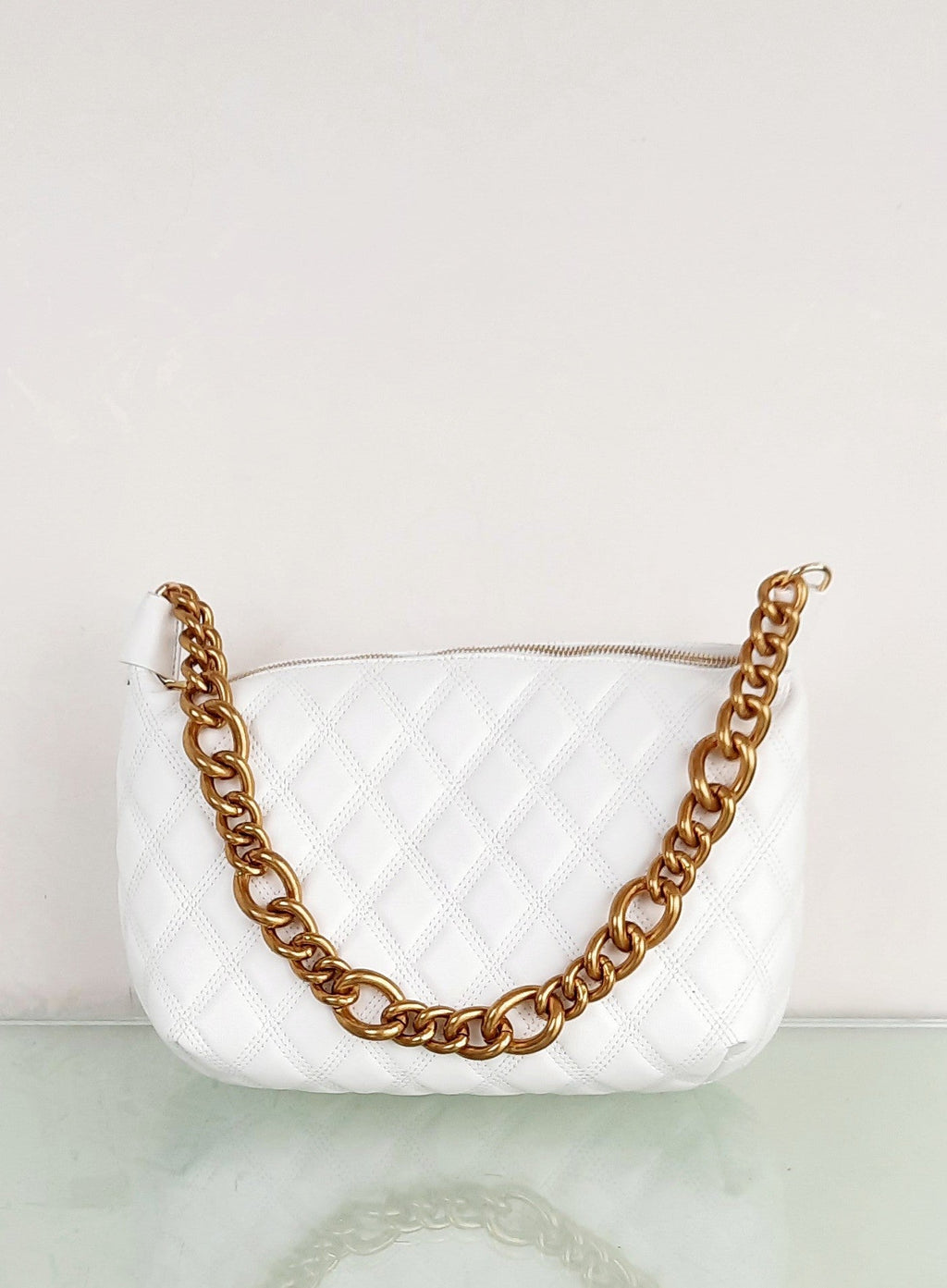 Borsa in pelle con catena grande