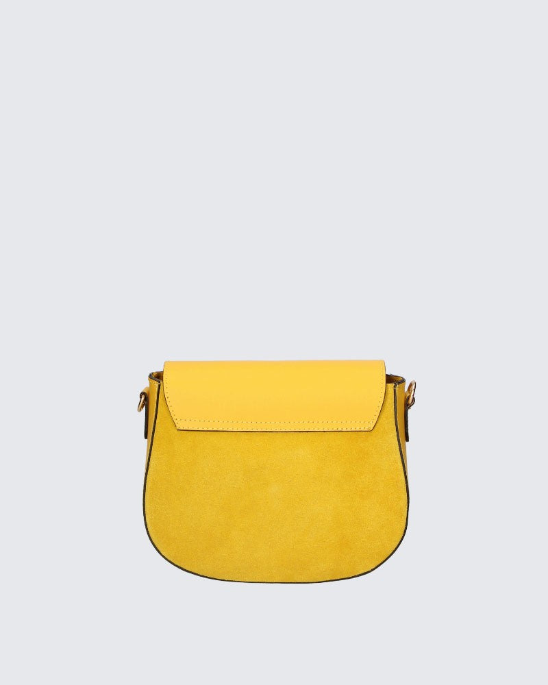 Borsa in vera pelle con patta e chiusura oro