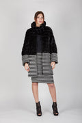Cappotto eco pelle e eco pelliccia