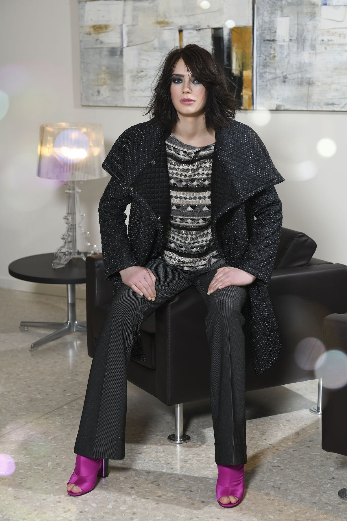 Cappotto trapuntato pois