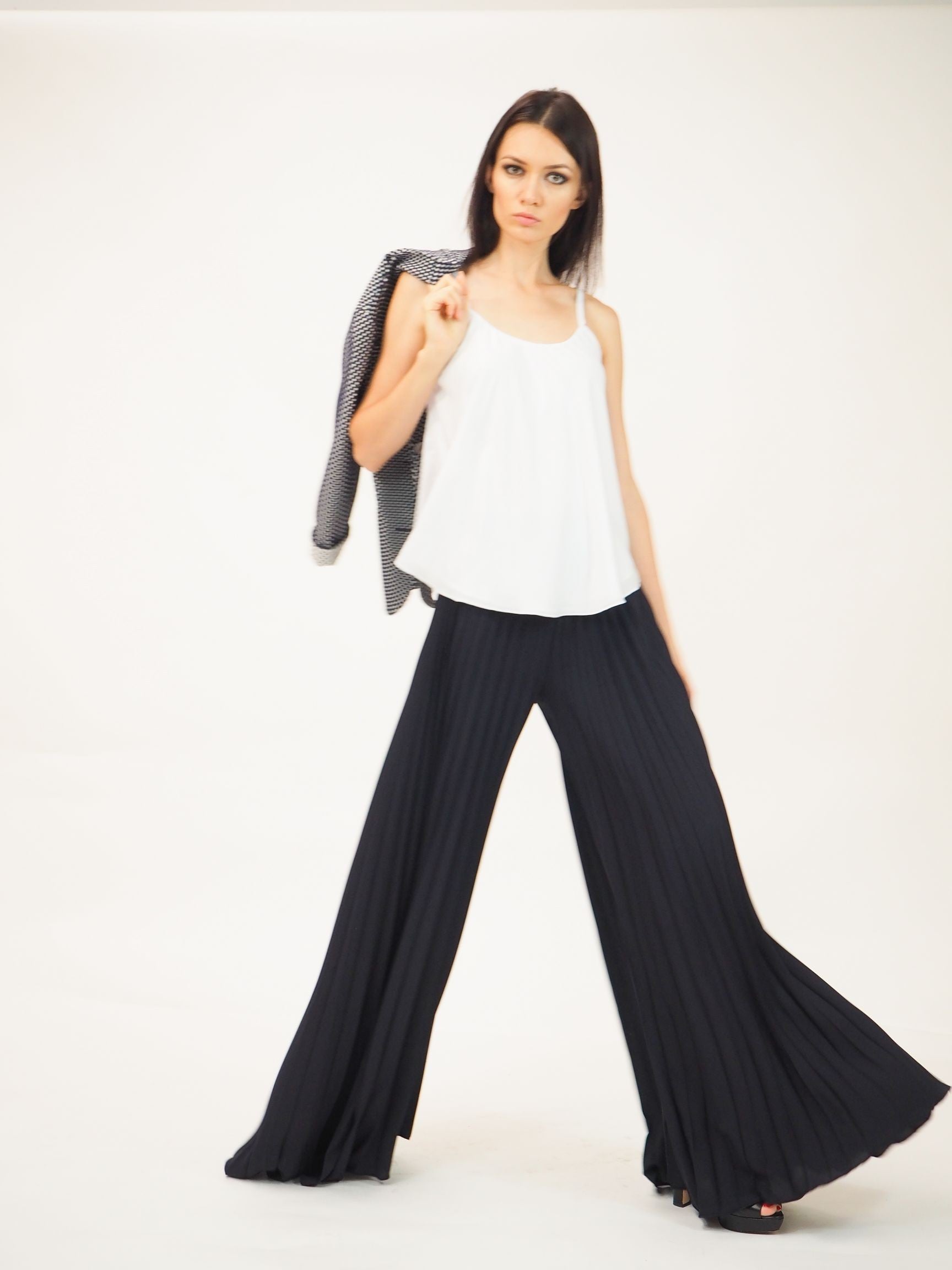 Pantalone largo a plissè