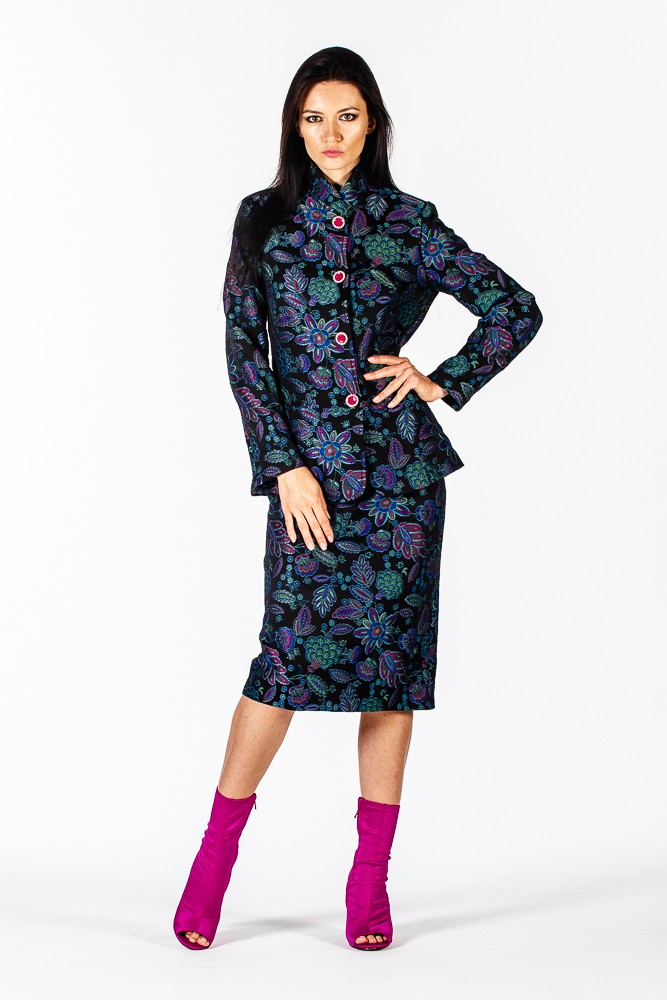 Giacca tessuto jacquard floreale