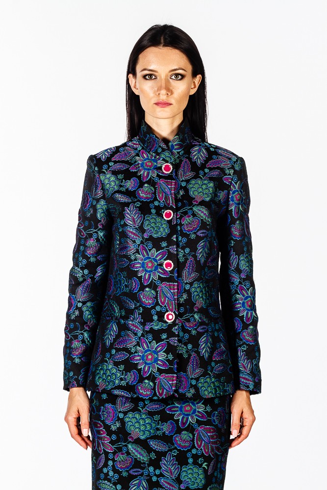 Giacca tessuto jacquard floreale