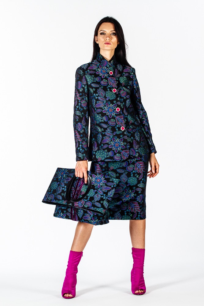 Giacca tessuto jacquard floreale
