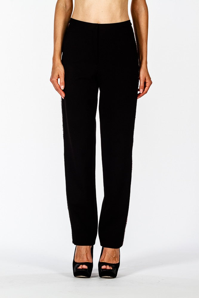 Pantalone nero con banda scozzese