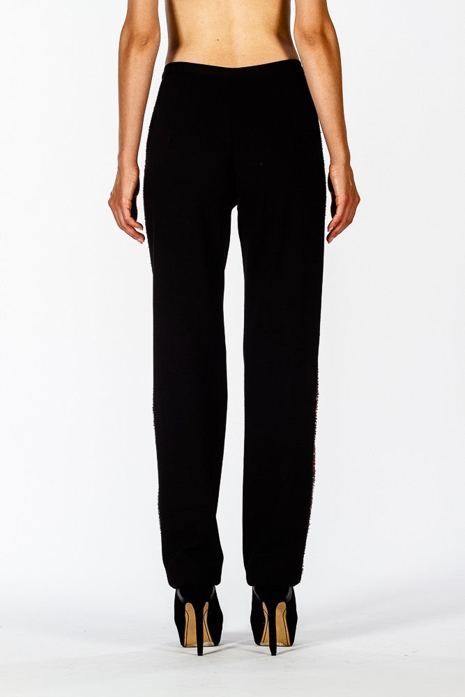 Pantalone nero con banda scozzese