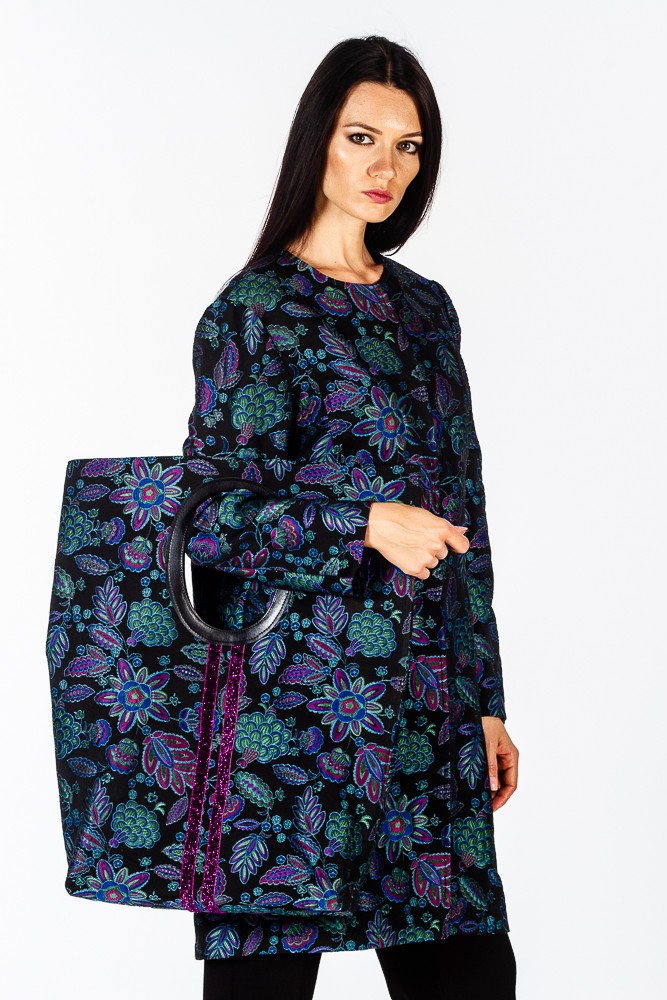 Borsa maxi shopper jacquard