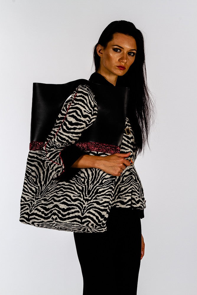 Borsa maxi shopper zebrata