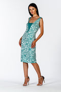 Abito jacquard floreale verde