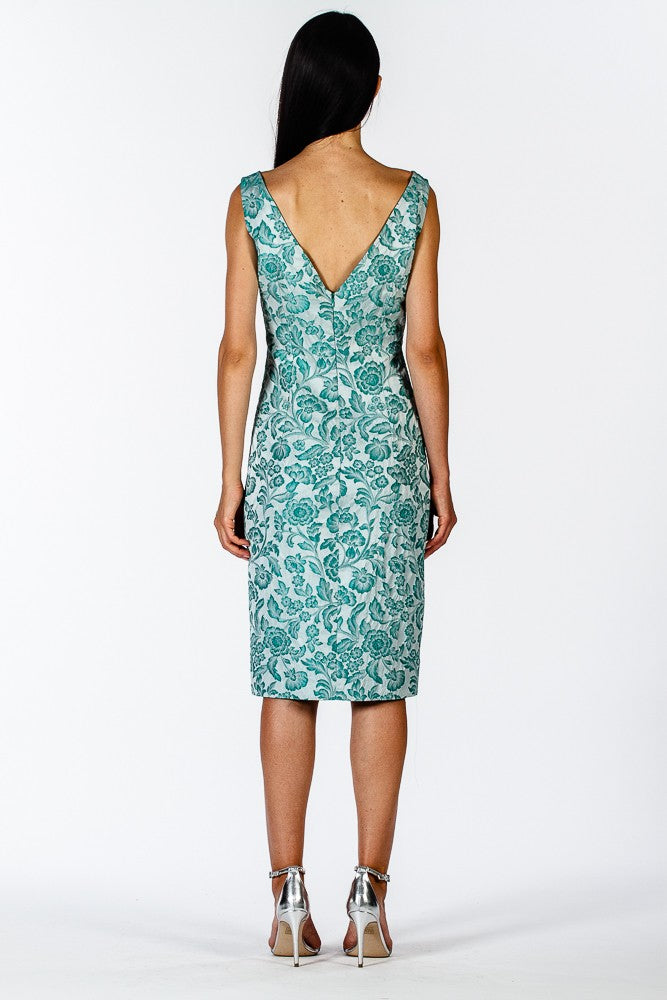 Abito jacquard floreale verde