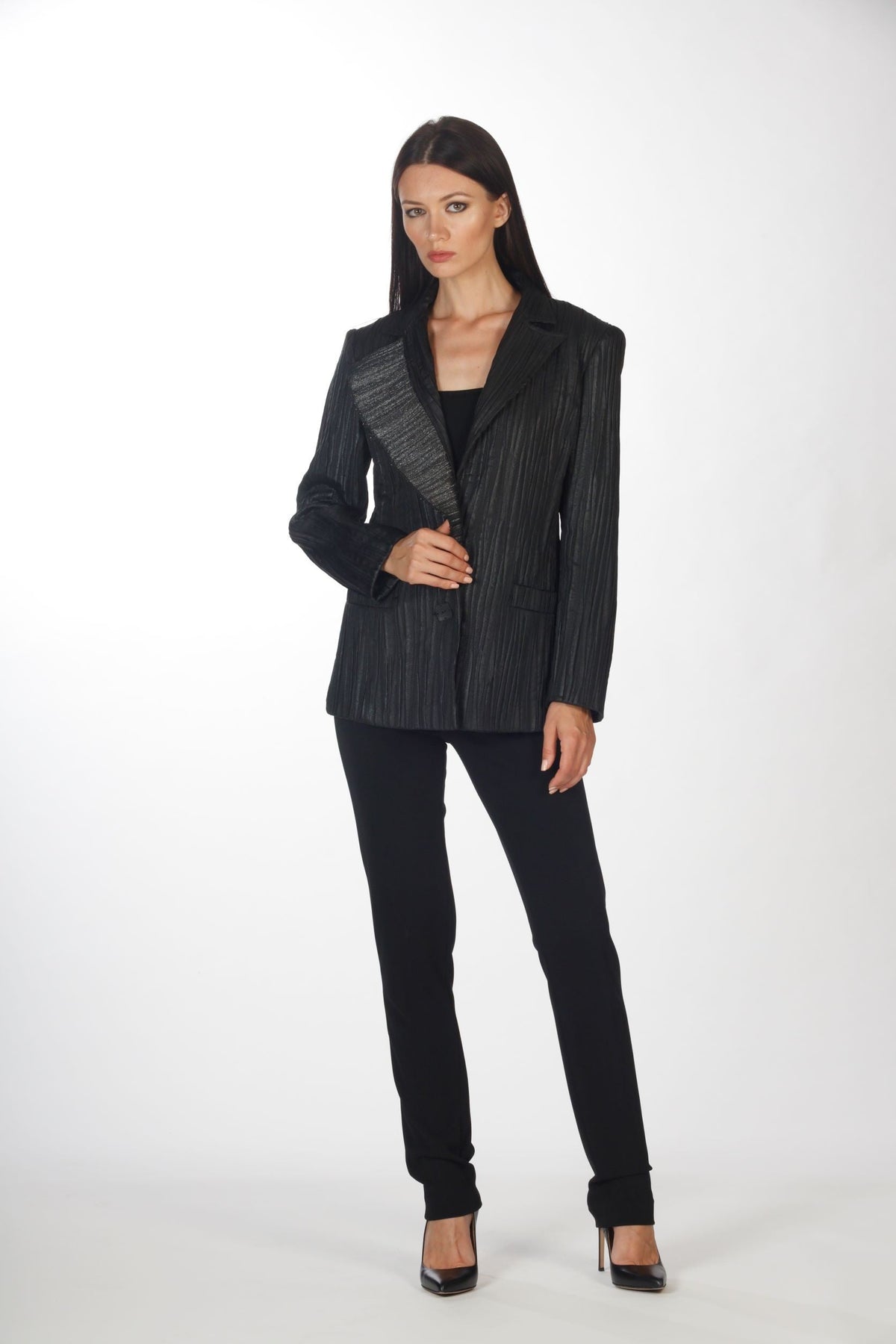 Giacca in lurex con rever asimmetrico