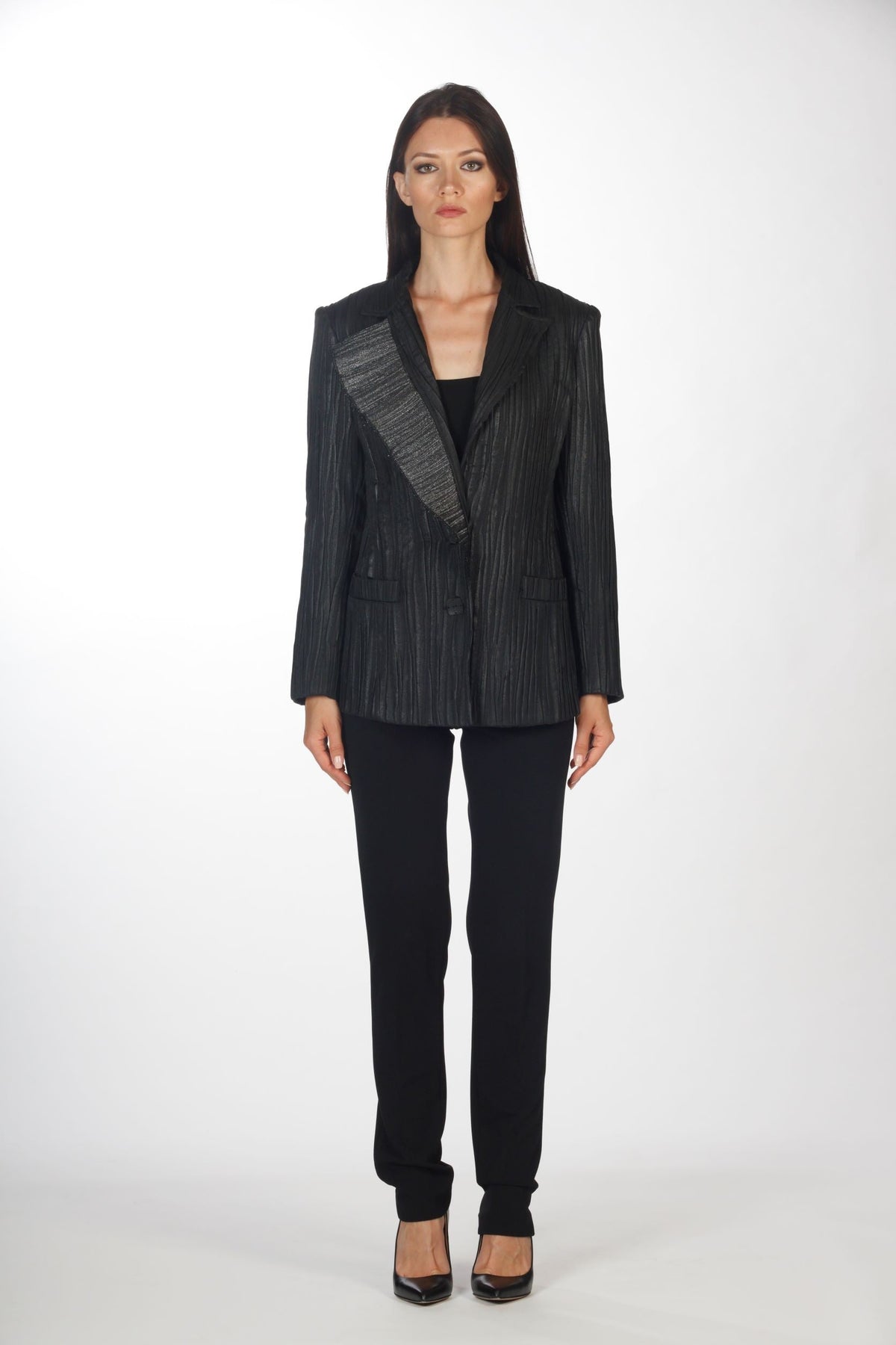 Giacca in lurex con rever asimmetrico